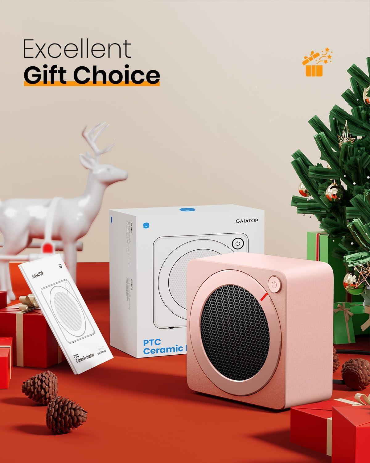 image:imageGaiatop Mini Space Heater Lightweight PTC Ceramic Fast Heating 500W Energy Efficient for Indoor Use Overheating amp 45 TipOver Protection Portable Desk Electric Heaters for Office Home PinkPink