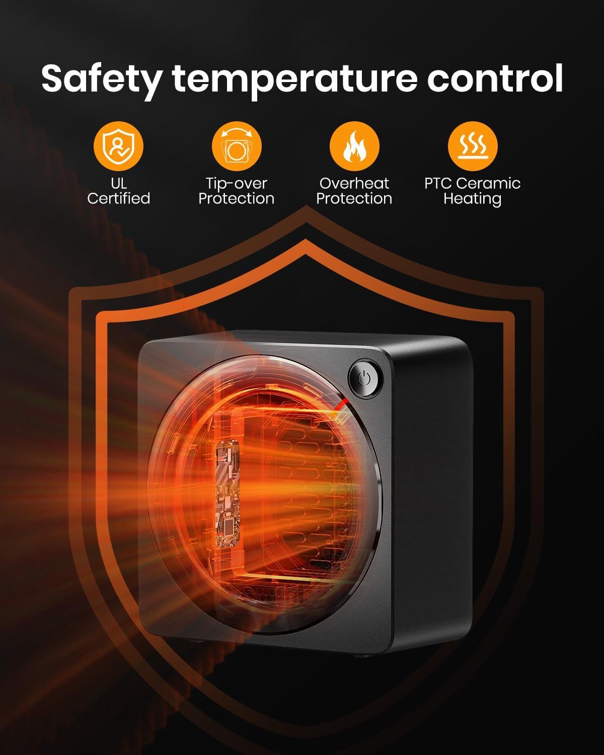 image:imageGaiatop Mini Space Heater Lightweight PTC Ceramic Fast Heating 500W Energy Efficient for Indoor Use Overheating amp 45 TipOver Protection Portable Desk Electric Heaters for Office Home PinkBlack