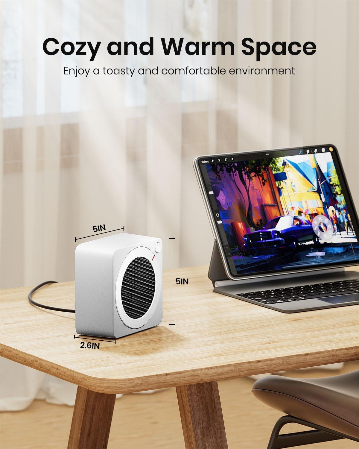 image:imageGaiatop Mini Space Heater Lightweight PTC Ceramic Fast Heating 500W Energy Efficient for Indoor Use Overheating amp 45 TipOver Protection Portable Desk Electric Heaters for Office Home PinkWhite