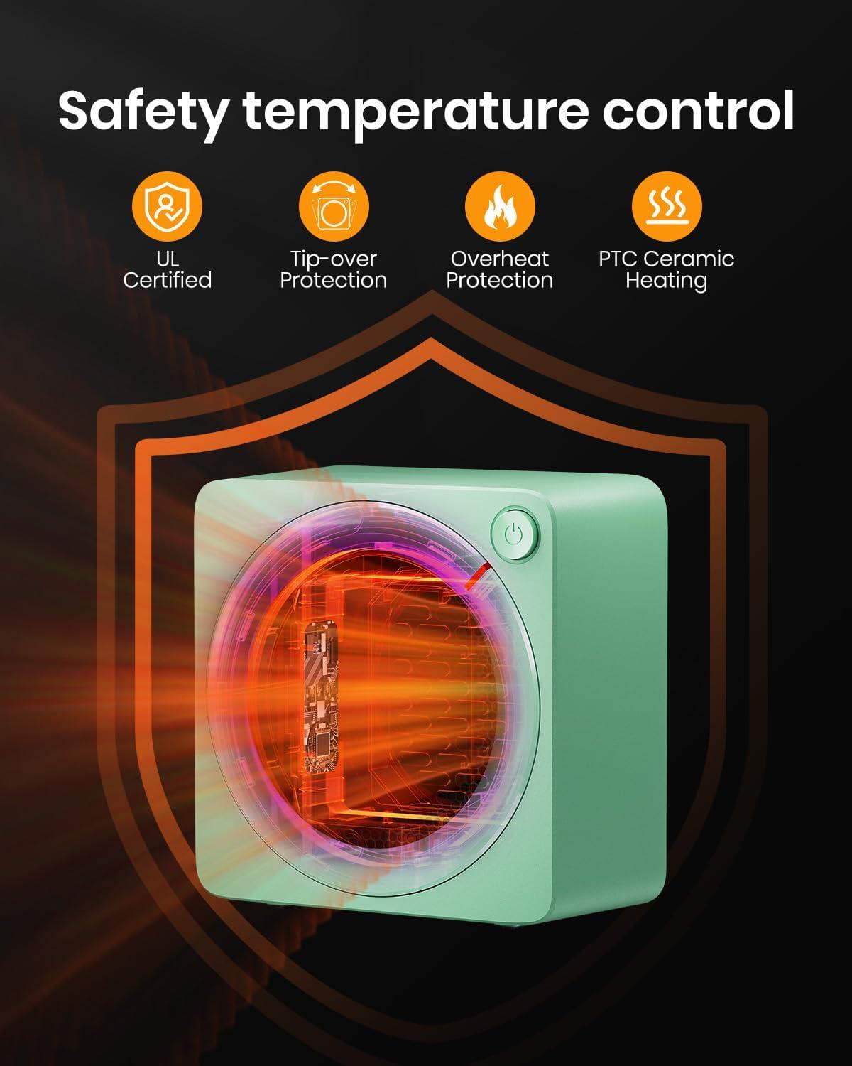 image:imageGaiatop Mini Space Heater Lightweight PTC Ceramic Fast Heating 500W Energy Efficient for Indoor Use Overheating amp 45 TipOver Protection Portable Desk Electric Heaters for Office Home PinkGreen