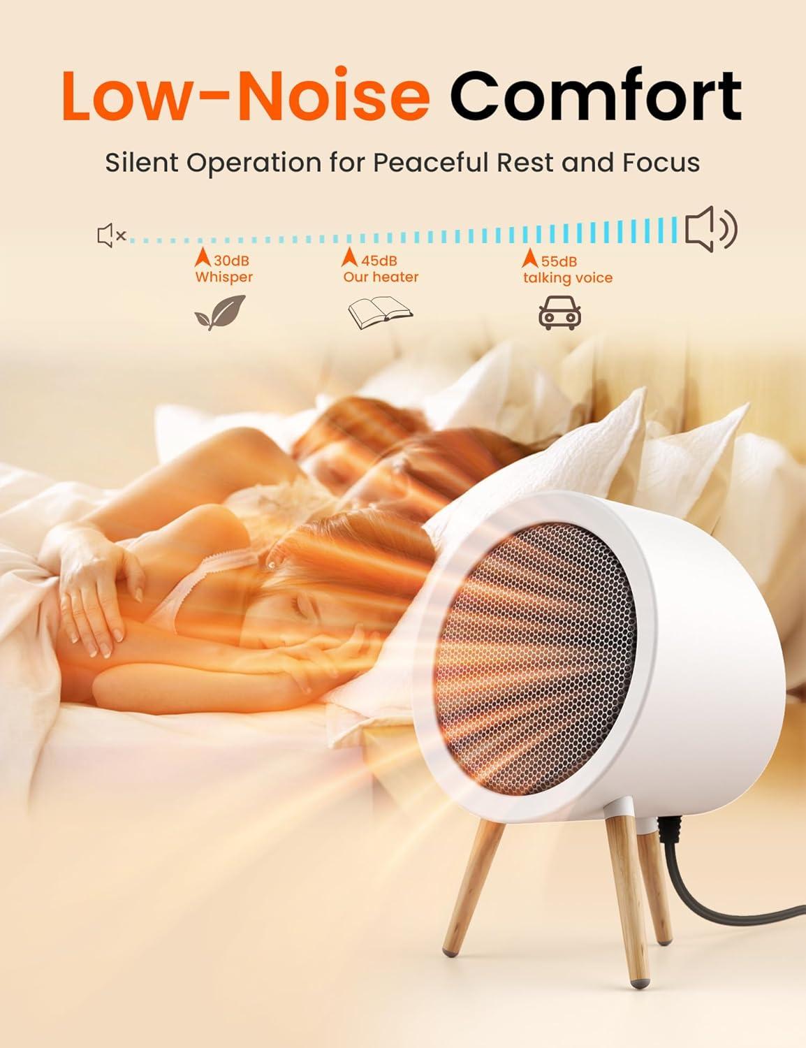 image:imageGaiatop Portable Space Heater for Indoor Use 1000W600W Small Electric Desk Heater for Bedroom or Office 2s PTC Ceramic Heating Overheat amp TipOver Protection Cute Gifts for Women Men WhiteWhite