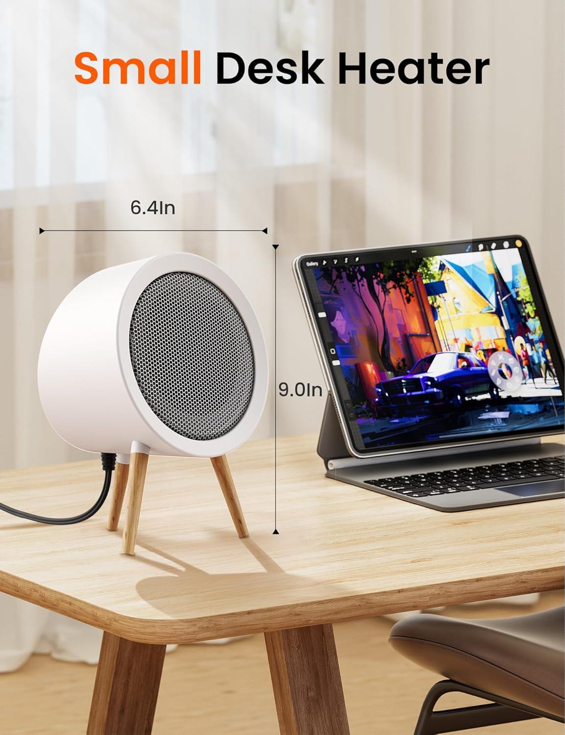 image:imageGaiatop Portable Space Heater for Indoor Use 1000W600W Small Electric Desk Heater for Bedroom or Office 2s PTC Ceramic Heating Overheat amp TipOver Protection Cute Gifts for Women Men WhiteWhite