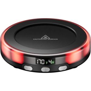image:imageGaiatop Coffee Mug Warmer for Desk 3 Temp Settings 29Hrs Timer 3 Colorful Romantic Atmosphere Light Modes Stocking Stuffers Beverage Heating Plate with Digital Display for Candle Tea Milk WoodBlack