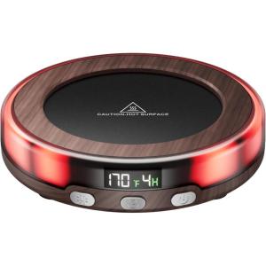 image:imageGaiatop Coffee Mug Warmer for Desk 3 Temp Settings 29Hrs Timer 3 Colorful Romantic Atmosphere Light Modes Stocking Stuffers Beverage Heating Plate with Digital Display for Candle Tea Milk WoodWood