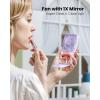 image:imageGaiatop Portable Handheld Fan 3 Speed LED Makeup Mirror with Light Folding Stand for Desktop Rechargeable Mini Personal Fans Small Travel Essentials Gifts for Women GirlsPurple
