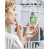 image:imageGaiatop Portable Handheld Fan 3 Speed LED Makeup Mirror with Light Folding Stand for Desktop Rechargeable Mini Personal Fans Small Travel Essentials Gifts for Women GirlsGreen