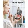 image:imageGaiatop Portable Handheld Fan 3 Speed LED Makeup Mirror with Light Folding Stand for Desktop Rechargeable Mini Personal Fans Small Travel Essentials Gifts for Women GirlsBlack