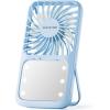 image:imageGaiatop Portable Handheld Fan 3 Speed LED Makeup Mirror with Light Folding Stand for Desktop Rechargeable Mini Personal Fans Small Travel Essentials Gifts for Women GirlsBlue