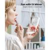 image:imageGaiatop Portable Handheld Fan 3 Speed LED Makeup Mirror with Light Folding Stand for Desktop Rechargeable Mini Personal Fans Small Travel Essentials Gifts for Women GirlsWhite