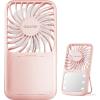 image:imageGaiatop Portable Handheld Fan 3 Speed LED Makeup Mirror with Light Folding Stand for Desktop Rechargeable Mini Personal Fans Small Travel Essentials Gifts for Women GirlsPink