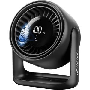image:imageGaiatop Desk Fan with Touch Control 4000mAh Battery 5 Speeds Ultra Quiet Bedroom Fan with LED Display 90 Tilt 77 Inch USBC Rechargeable Desktop Fan for Dorm Office Room Home Office BlackBlack