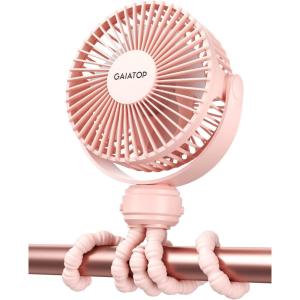 image:imageGaiatop Mini Portable Stroller Fan Battery Operated Small Clip on Detachable 3 Speed Rechargeable 360 Rotate Flexible Tripod Better Cooling for Car Seat Crib Treadmill Travel Bluepink