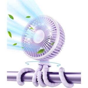 image:imageGaiatop Oscillating Baby Stroller Fan with LED Night Light 4 Speeds Cooling Rechargeable 360 Rotate Clip On Battery Operated Small Portable Fans for Car Seat Crib Treadmill TravelPueple