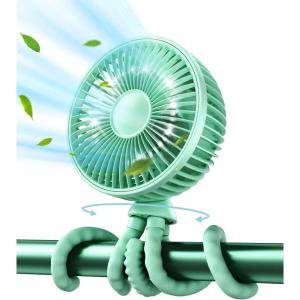 image:imageGaiatop Oscillating Baby Stroller Fan with LED Night Light 4 Speeds Cooling Rechargeable 360 Rotate Clip On Battery Operated Small Portable Fans for Car Seat Crib Treadmill TravelGreen