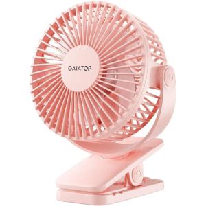 image:imageGaiatop Portable Clip on Fan Battery Operated Small Powerful 3 Speed Quiet 360 Rotate USB Rechargeable Mini Personal Cooling Fan for Desk Table Home Office Stroller Camping Women Gifts Black Bluepink