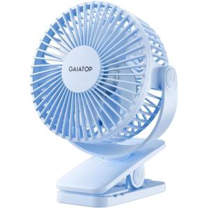 image:imageGaiatop Portable Clip on Fan Battery Operated Small Powerful 3 Speed Quiet 360 Rotate USB Rechargeable Mini Personal Cooling Fan for Desk Table Home Office Stroller Camping Women Gifts Black Bluelight Blue