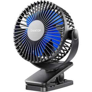 image:imageGaiatop Portable Clip on Fan Battery Operated Small Powerful 3 Speed Quiet 360 Rotate USB Rechargeable Mini Personal Cooling Fan for Desk Table Home Office Stroller Camping Women Gifts Black Blueblack blue