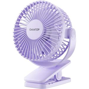 image:imageGaiatop Portable Clip on Fan Battery Operated Small Powerful 3 Speed Quiet 360 Rotate USB Rechargeable Mini Personal Cooling Fan for Desk Table Home Office Stroller Camping Women Gifts Black Bluelight purple
