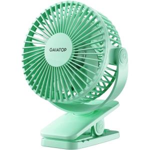 image:imageGaiatop Portable Clip on Fan Battery Operated Small Powerful 3 Speed Quiet 360 Rotate USB Rechargeable Mini Personal Cooling Fan for Desk Table Home Office Stroller Camping Women Gifts Black Bluegreen