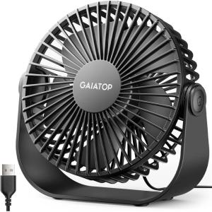 image:imageGaiatop USB Desk Fan 3 Speeds Strong Airflow 55 Inch Portable 90 Rotate Quiet Cooling Small Personal Table Fans for Bedroom Home Office Travel BlackBlack