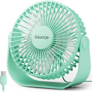 image:imageGaiatop USB Desk Fan 3 Speeds Strong Airflow 55 Inch Portable 90 Rotate Quiet Cooling Small Personal Table Fans for Bedroom Home Office Travel BlackGreen