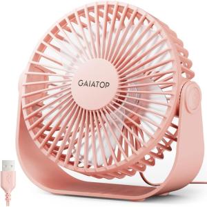 image:imageGaiatop USB Desk Fan 3 Speeds Strong Airflow 55 Inch Portable 90 Rotate Quiet Cooling Small Personal Table Fans for Bedroom Home Office Travel BlackPink
