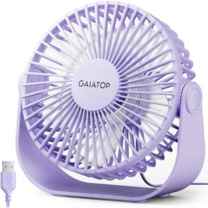 image:imageGaiatop USB Desk Fan 3 Speeds Strong Airflow 55 Inch Portable 90 Rotate Quiet Cooling Small Personal Table Fans for Bedroom Home Office Travel BlackPurple