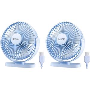 image:imageGaiatop USB Desk Fan 55 Inch Small Quiet Powerful 3 Speeds 90 Rotate Personal Mini Portable Desktop Table Fans Cooling for Home Office Car Travel Indoor Outdoor BlueBlue