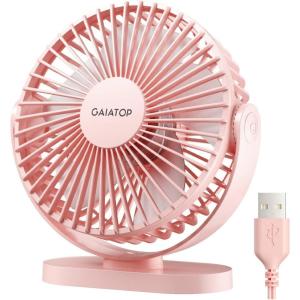 image:imageGaiatop USB Desk Fan 55 Inch Small Quiet Powerful 3 Speeds 90 Rotate Personal Mini Portable Desktop Table Fans Cooling for Home Office Car Travel Indoor Outdoor BluePink