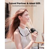 image:imageGaiatop Mini Neck Fan Rechargeable Handheld Desk Use LED Power Display 3 Speed 360Rotate Mirror for Lash Makeup Cute Camera Design Small Portable USB Fans Personal Cooling Travel EssentialsBlack