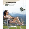 image:imageGaiatop Portable Camping Fan with LED Lantern 360Rotation and Clip on for Desk 4000mAh USB Rechargeable Battery Powered Digital Display and Hanging Hook for Tent Outdoor Travel Bedroom BlackGreen