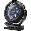 image:imageGaiatop Portable Camping Fan with LED Lantern 360Rotation and Clip on for Desk 4000mAh USB Rechargeable Battery Powered Digital Display and Hanging Hook for Tent Outdoor Travel Bedroom BlackBlack