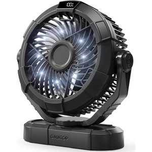 image:imageGaiatop Portable Camping Fan with LED Lantern Power Display 360 Head Rotation Hanging Hook for Tent 3 Speed Quiet Rechargeable 4000mAh Battery Operated USB Fans for Indoor Outdoor Travel BlackBlack