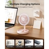 image:imageGaiatop Foldable Small Desk Fan with LED Night Light 68in Wireless 6000mAh Battery Powered Portable Fan USB Rechargeable Bedroom Office Dorm Camping Travel Cruise Essentials Gifts for Women MenPink