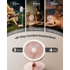 image:imageGaiatop Portable Pedestal Fan 16000mAh Battery Max 74h Runtime Foldable Oscillating Standing Fan Collapsible Desk Fans LED Light Case amp Remote Control 4 Speeds for Outdoor Travel Camping WhitePink