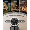 image:imageGaiatop Portable Pedestal Fan 16000mAh Battery Max 74h Runtime Foldable Oscillating Standing Fan Collapsible Desk Fans LED Light Case amp Remote Control 4 Speeds for Outdoor Travel Camping WhiteBlack