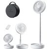 image:imageGaiatop Portable Pedestal Fan 16000mAh Battery Max 74h Runtime Foldable Oscillating Standing Fan Collapsible Desk Fans LED Light Case amp Remote Control 4 Speeds for Outdoor Travel Camping WhiteWhite