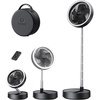 image:imageGaiatop Portable Pedestal Fan 16000mAh Battery Max 74h Runtime Foldable Oscillating Standing Fan Collapsible Desk Fans LED Light Case amp Remote Control 4 Speeds for Outdoor Travel Camping WhiteBlack