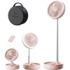 image:imageGaiatop Portable Pedestal Fan 16000mAh Battery Max 74h Runtime Foldable Oscillating Standing Fan Collapsible Desk Fans LED Light Case amp Remote Control 4 Speeds for Outdoor Travel Camping WhitePink