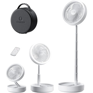 image:imageGaiatop Portable Pedestal Fan 16000mAh Battery Max 74h Runtime Foldable Oscillating Standing Fan Collapsible Desk Fans LED Light Case amp Remote Control 4 Speeds for Outdoor Travel Camping WhiteWhite