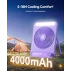 image:imageGaiatop Small Desk Fan 4000mAh Portable Fan for Travel with 3 LED Light Max 18 Hrs Desk Fans Quiet for Bedside Desktop UltraSlim Mini Fans Travel Cruise Essentials Office Accessories BlackPurple