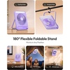 image:imageGaiatop Small Desk Fan 4000mAh Portable Fan for Travel with 3 LED Light Max 18 Hrs Desk Fans Quiet for Bedside Desktop UltraSlim Mini Fans Travel Cruise Essentials Office Accessories BlackPurple