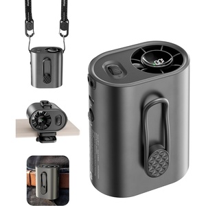 image:imageGaiatop Portable Clip on Fan Rechargeable Battery 100 Speed 15000RPM Powerful 31fts Airflow HandsFree NeckBeltWaist Personal Mini Cooling Fan for Camping Outdoor Jobsite Travel Gifts BlackGrey